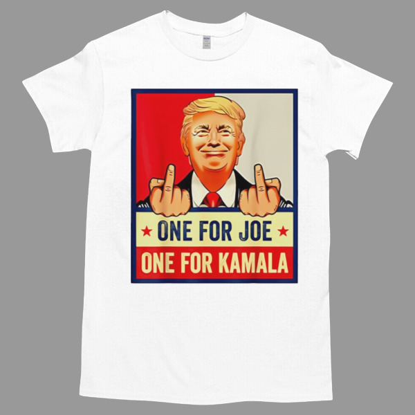 Trump middle fingers one for Joe one for Kamala Tshirt - High durability non-shrink fabric - Cross-gender Fashion