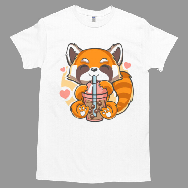 Red Panda Boba Tea Love Tshirt - High durability non-shrink fabric - Cross-gender Fashion