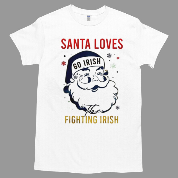 Notre Dame Fighting Irish Santa Loves Fighting Irish Christmas Unisex Tshirt, Cotton Womenswear, High durability non-shrink fabric