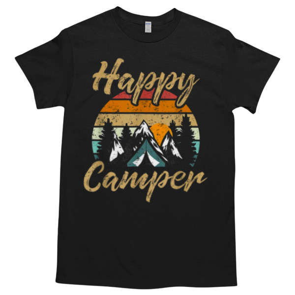 HIKING HAPPY CAMPER Unisex Tshirt, Cotton Womenswear, High durability non-shrink fabric