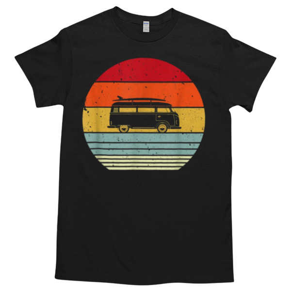 Retro Style Camper Van Unisex Tshirt, Cotton Womenswear, High durability non-shrink fabric