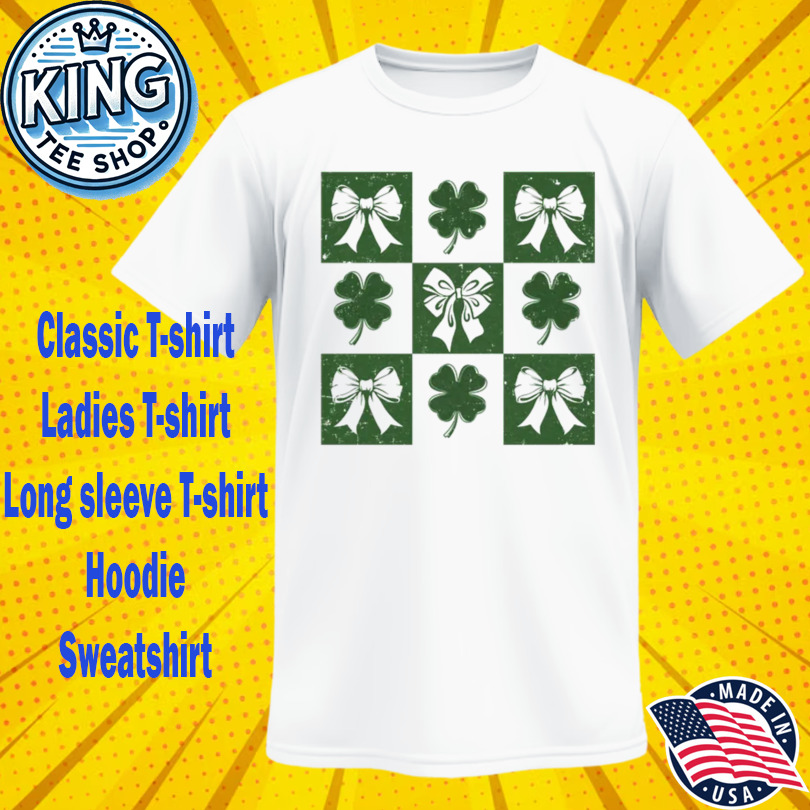 Retro Checkered St Patrick’s Day Coquette Lucky Shamrock Shirt