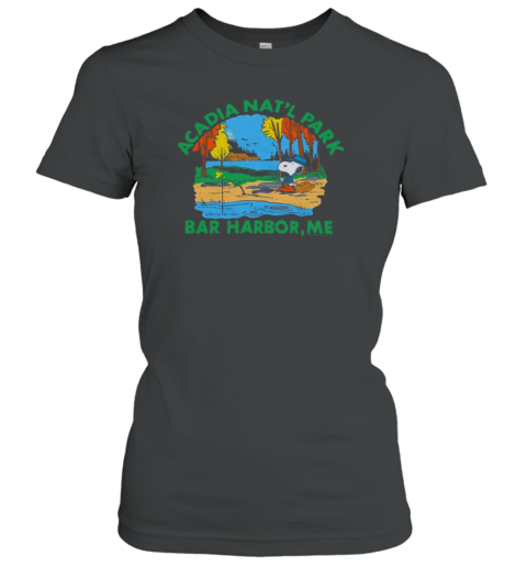 Peanuts Snoopy X Acadia National Park Bar Harbor Me 2025 Retro Painting Classic Women's T-shirt