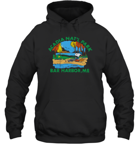 Peanuts Snoopy X Acadia National Park Bar Harbor Me 2025 Retro Painting Unisex Hoodie