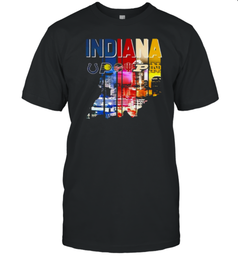 Indiana State Sports Team Colts Pacers Fever Hoosiers Boilermakers Fighting Irish T-Shirt