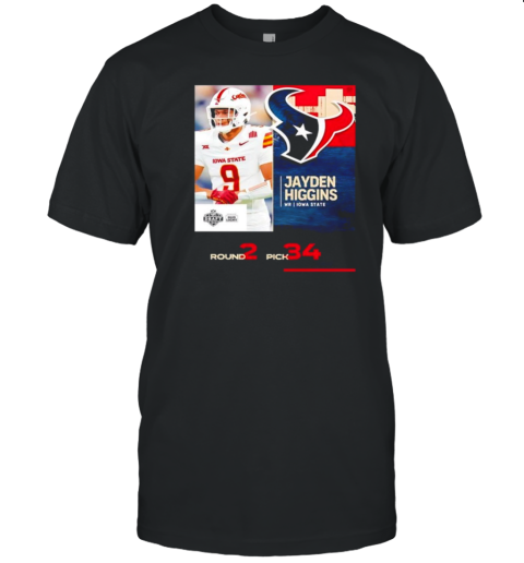 Jayden Higgins Houston Texans 2025 Nfl Draft Poster T-Shirt