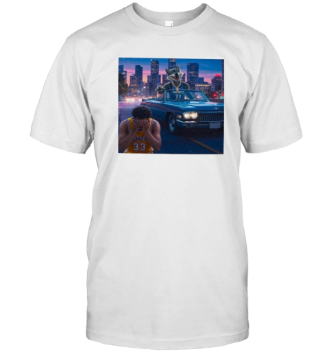 Minnesota Timberwolves Beat Los Angeles Lakers Skyline Mascot T-Shirt