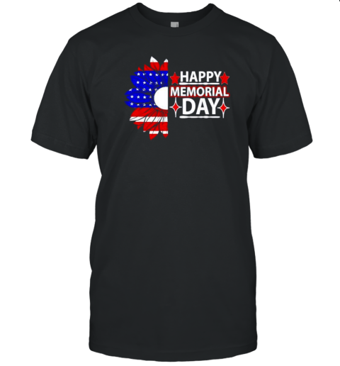 Happy Memorial Day US Flag Flower T-Shirt