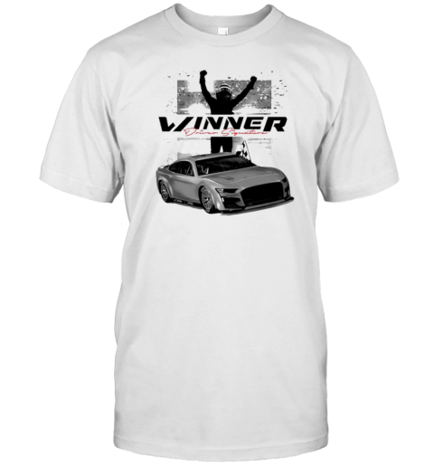 Checkered Flag Sports Joey Logano 2025 Wurth 400 Race Winner Driver Signature T-Shirt