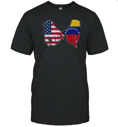 USA And Venezuela Flags Hands Together T-Shirt