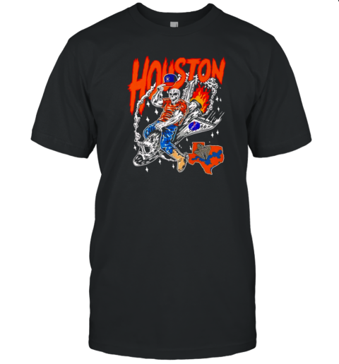 Houston Astros Skeleton Riding Space Ship T-Shirt