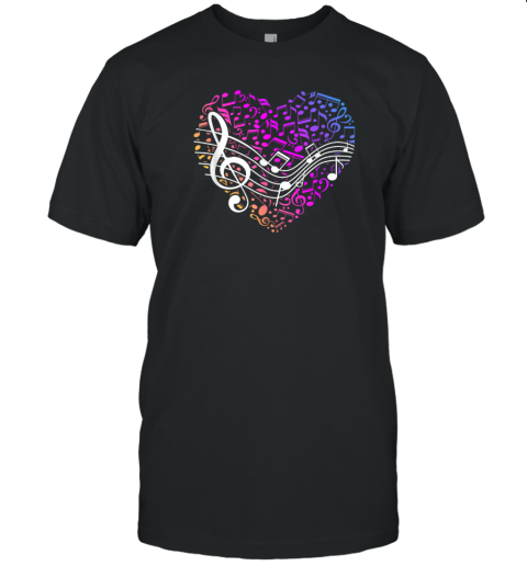Musical Notes Heart Treble Clef Music T-Shirt
