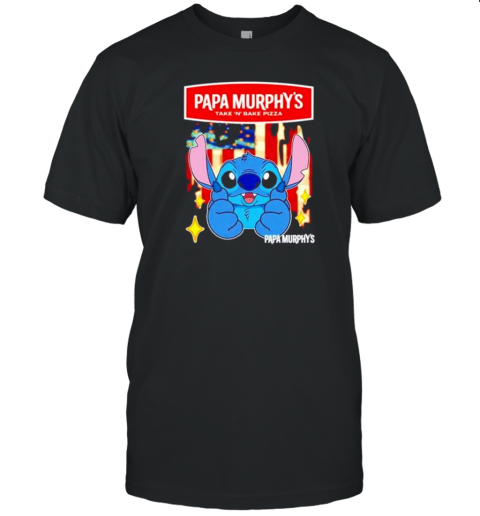 Papa Murphy'S Take ‘N Bake Pizza Stitch US Flag 4Th Of July T-Shirt Papa Murphy'S Take ‘N Bake Pizza Stitch US Flag 4Th Of July T-Shirt