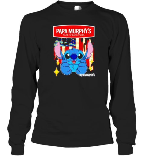 Papa Murphy'S Take ‘N Bake Pizza Stitch US Flag 4Th Of July Long Sleeved T-shirt