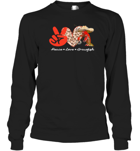 Peace Love Crawfish Leopard Long Sleeved T-shirt