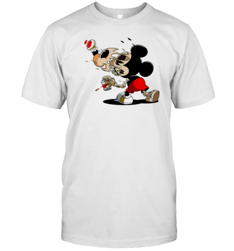Melting Mickey Mouse Skeleton Street Art Cartoon Graphic T-Shirt