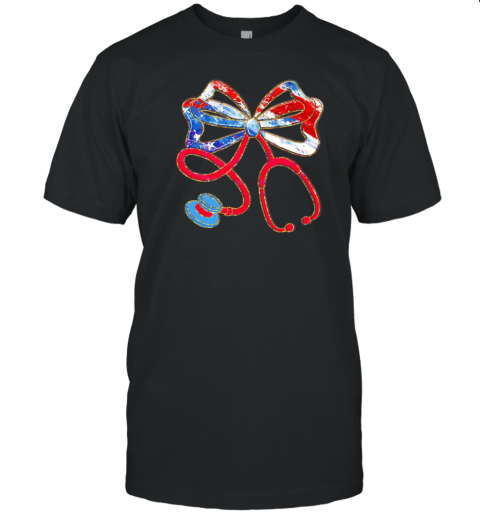 Patriotic Nurse Bow Stethoscope T-Shirt