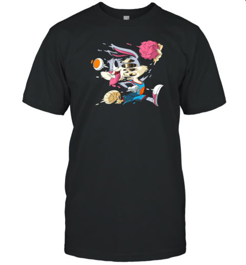 Rabbit Dunk Melting Skeleton Street Art Cartoon Graphic T-Shirt