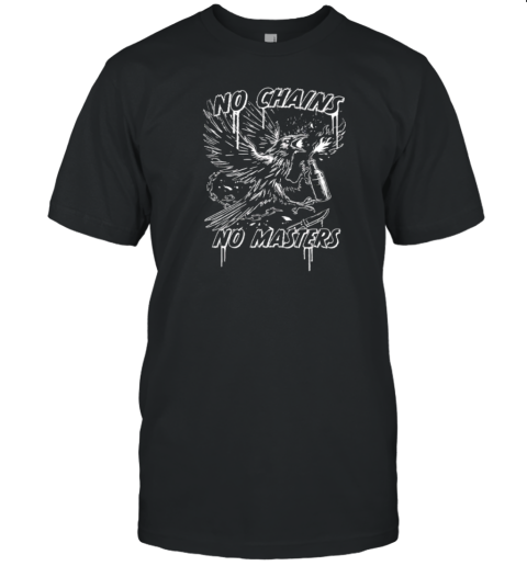 Raven No Chains No Masters Black White T-Shirt