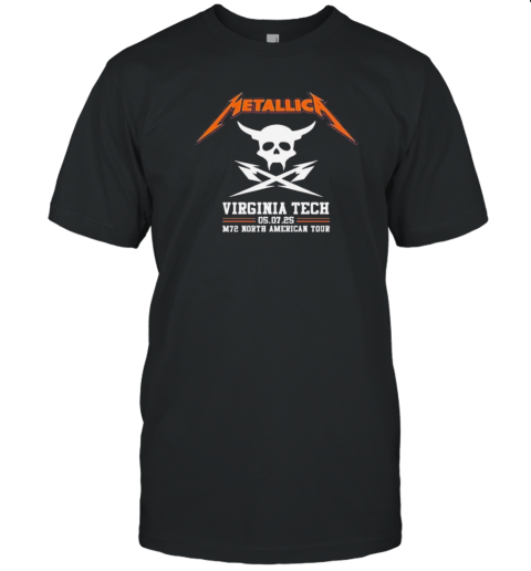 Metallica M72 North American Tour 2025 Merch Pop Up Virginia Tech Exit Light Enter Night T-Shirt
