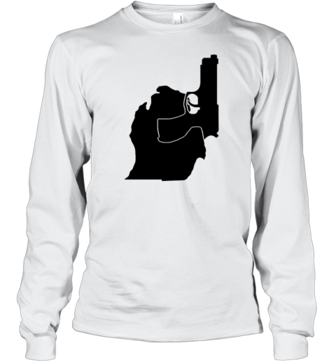 Michigan Mitten With Gun Design Long Sleeved T-shirt