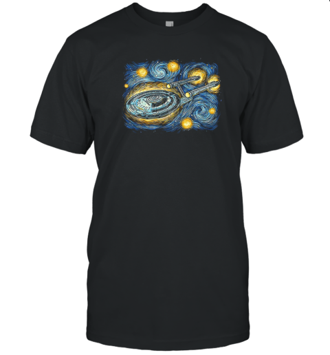 The U.S.S. Enterprise X Van Gogh'S Starry Night Starry Journey T-Shirt