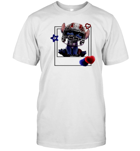 Blue Alien Disney Stitch Football Polaroid T-Shirt