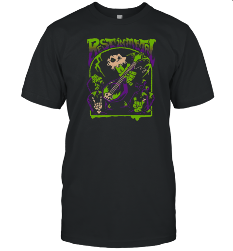 Rest In Metal Skull Zombie Rock And Roll Shredfest T-Shirt