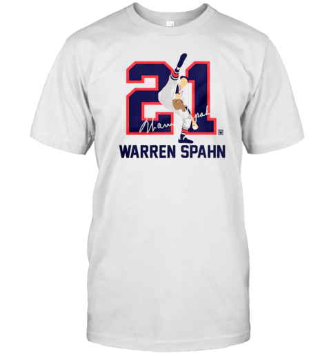 Teambrown Warren Spahn Baseball Hall Of Fame Member Signature T-Shirt